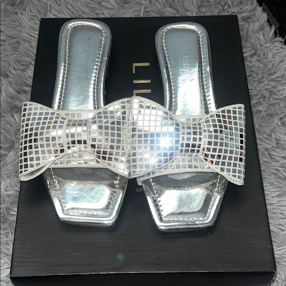 Cape Robbin Silver Sandals with Bow Accent